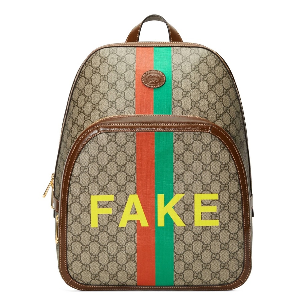 GG Supreme Monogram F⭐️ke/Not Interlocking G Day Backpack Beige Brown Su…